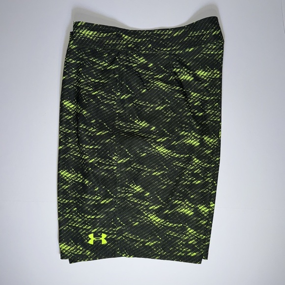 Under Armour Reblek Storm1 Board Swim Shorts Black and Neon Green Men’s Size 36 - Picture 9 of 11